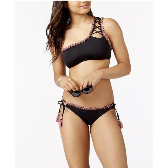 Becca Women's Mardi Gras Embroidered Bikini Medium Top And Large Bottoms Set GUC - Picture 1 of 7